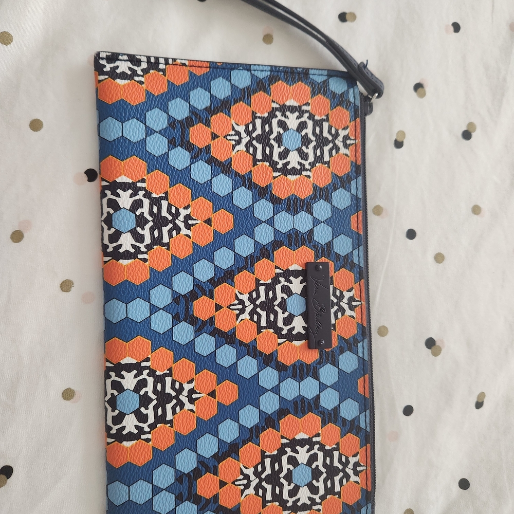 Vera Bradley Blue, Orange & Black Geometric Wristlet